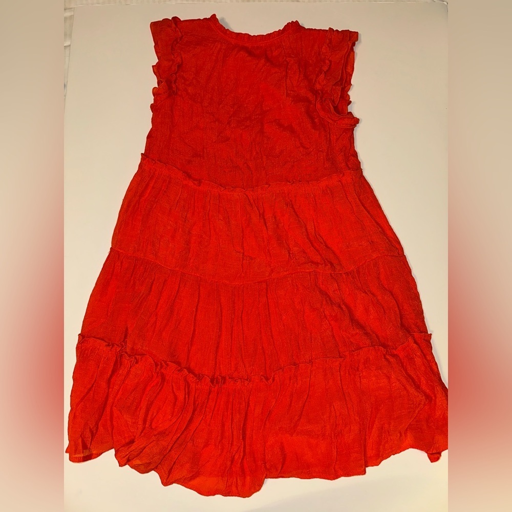 Indigo Rose Women’s Petite M Red Tiered Ruffle Dress Lined Sleeveless Boho Style - Picture 8 of 8